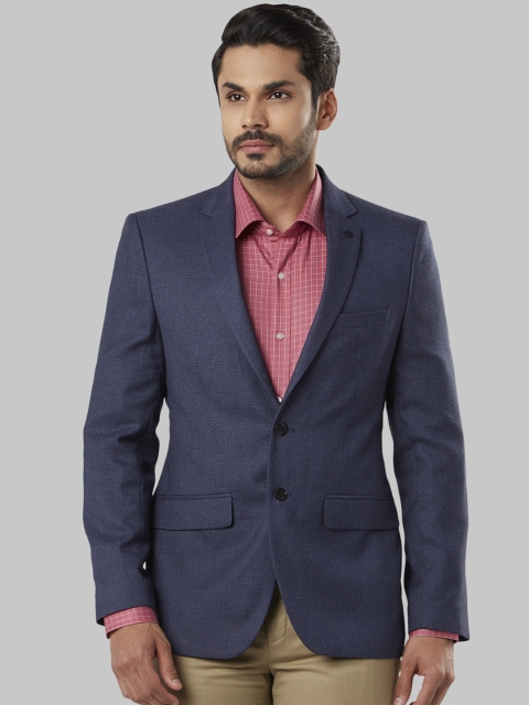 

Raymond Men Blue Self Design Slim-Fit Single-Breasted Blazer