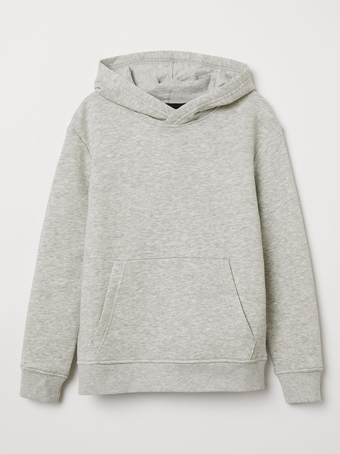

H&M Boys Grey Solid Hooded Top