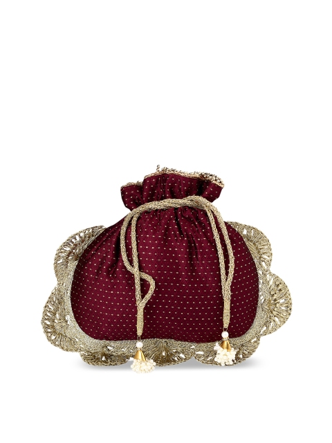 

ZAREGARE Maroon Textured Clutch