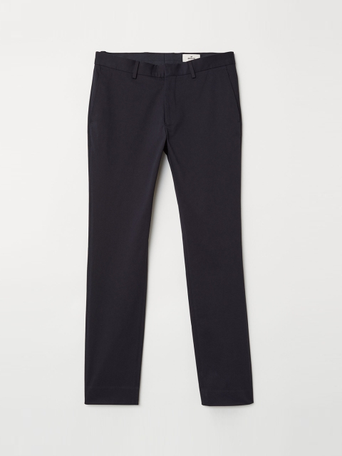 

H&M Men Blue Solid Cotton Chinos