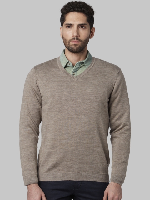 

Park Avenue Men Brown Solid Sweater