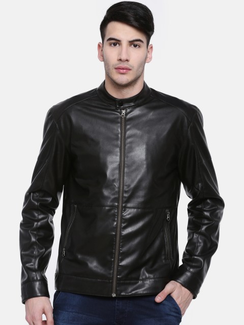 

t-base Men Coffee Brown Solid Lightweight Biker Jacket