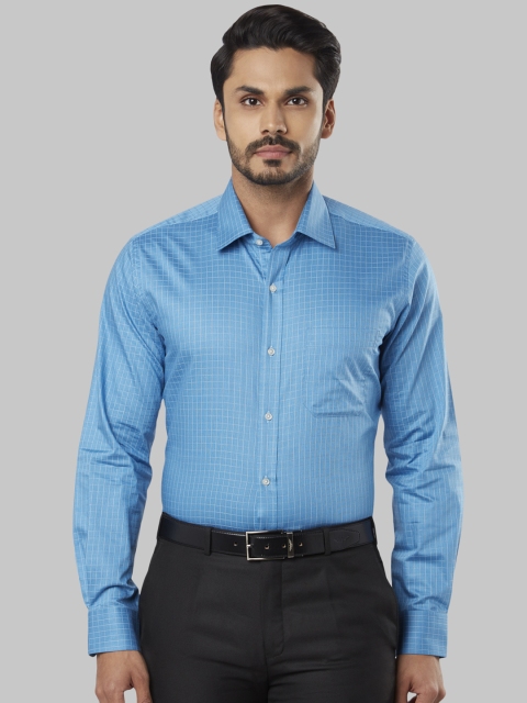 

Raymond Men Blue Regular Fit Checked Formal Shirt