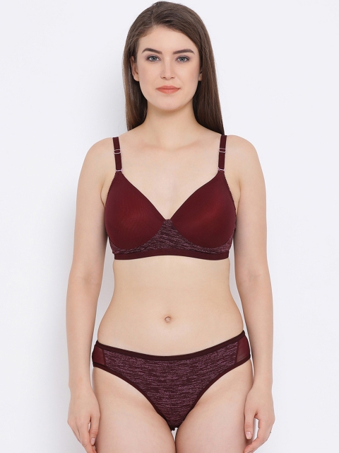 

Cloiva Women Burgundy Lingerie Set BP1838P1544B