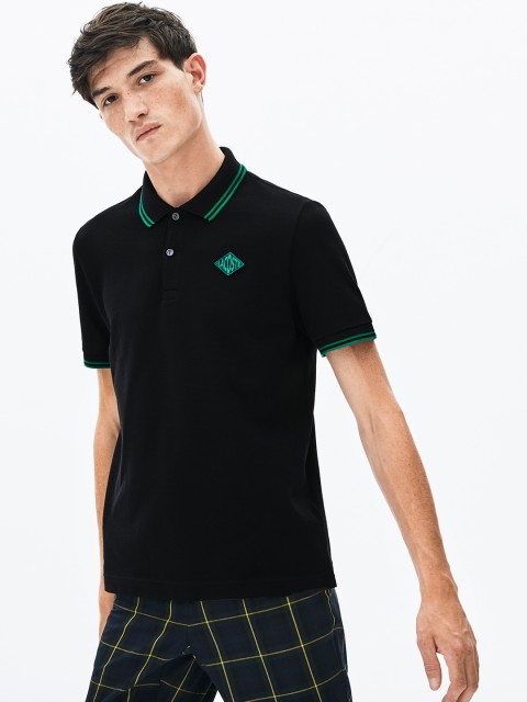 

Lacoste Men Black Solid Polo Collar T-shirt