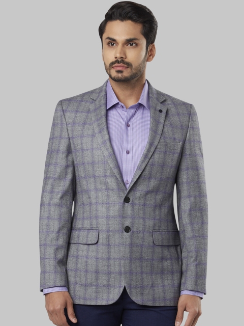 

Raymond Men Grey Checked Regular-Fit Single-Breasted Blazer