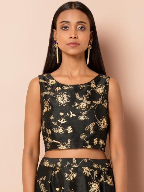 

INDYA Women Black Printed Top