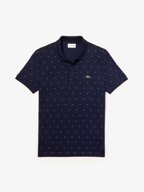 

Lacoste Men Navy Blue Printed Polo Collar T-shirt