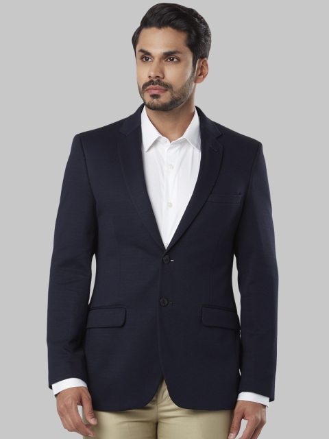 

Raymond Men Navy Blue Solid Regular-Fit Single-Breasted Blazer