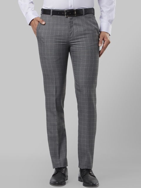 

Raymond Men Grey Slim Fit Checked Formal Trousers