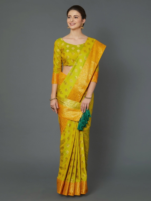 

Mitera Green & Olive Green Woven Design Banarasi Saree
