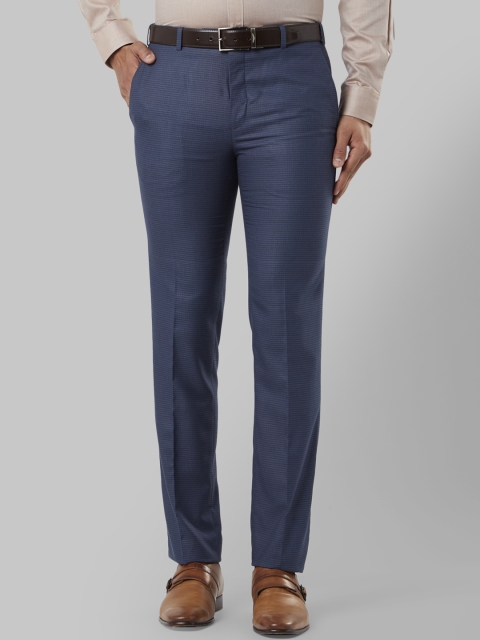 

Raymond Men Blue Slim Fit Solid Formal Trousers