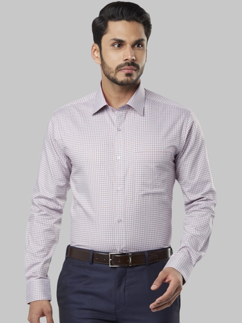 

Raymond Men Grey & Red Slim Fit Checked Formal Shirt
