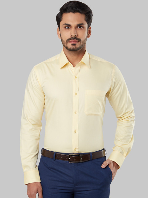 

Raymond Men Yellow Regular Fit Self Design Formal Shirt