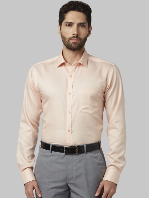 Park Avenue Men Orange Slim Fit Self Design Formal Shirt