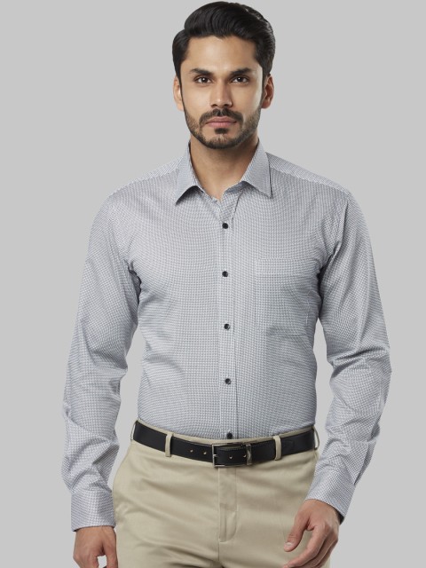 

Raymond Men Grey & Black Regular Fit Printed Formal Shirt