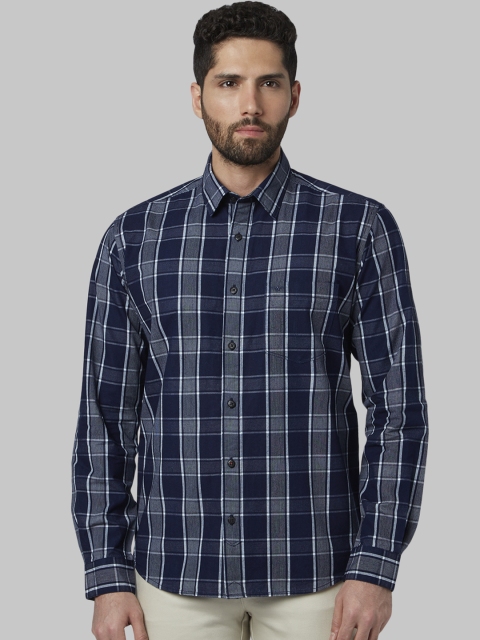 

Park Avenue Men Blue & White Slim Fit Checked Casual Shirt