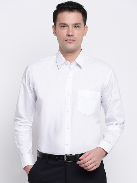 

Hancock Men White Regular Fit Solid Formal Shirt