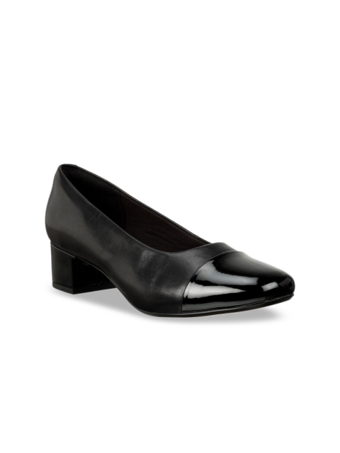 

Clarks Women Black Solid Leather Pumps