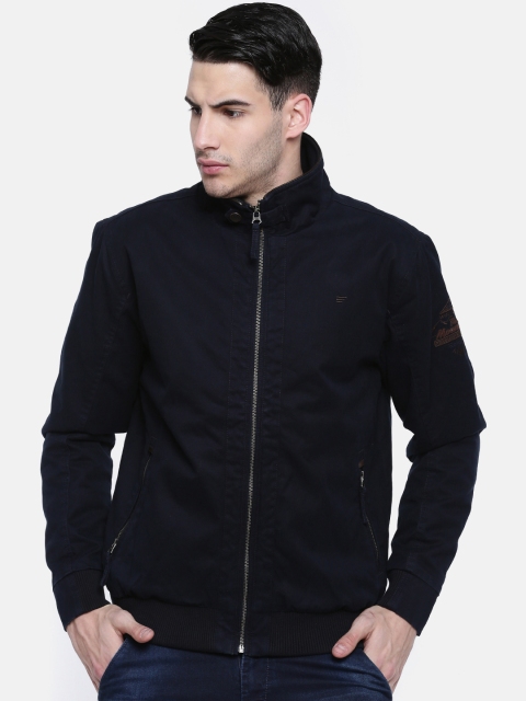 

t-base Men Navy Blue Solid Lightweight Jacket