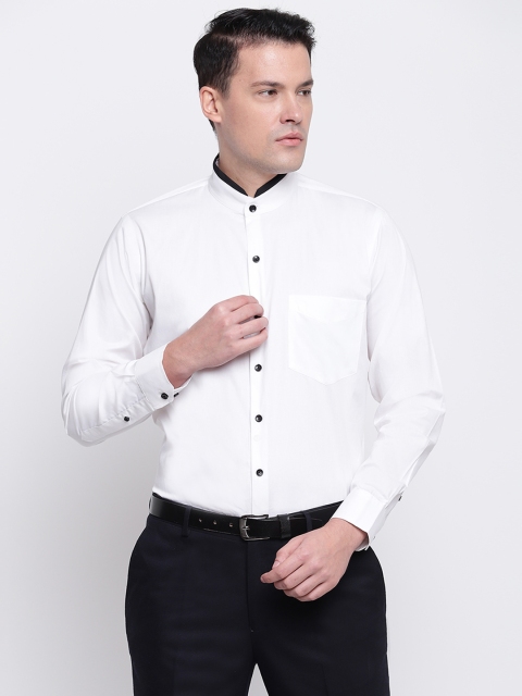 

Hancock Men White Slim Fit Solid Formal Shirt