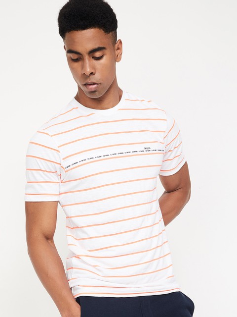 

Kappa Men White Striped Round Neck T-shirt