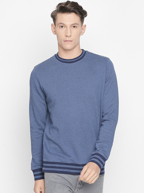 

Basics Men Blue Solid Sweatshirt