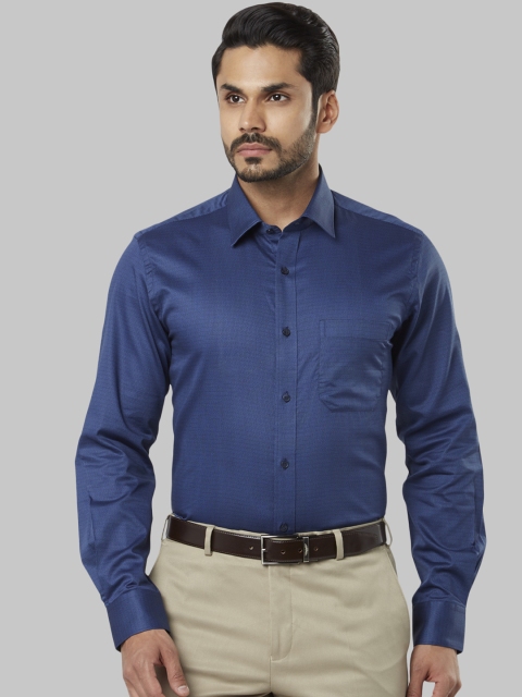 

Raymond Men Blue Regular Fit Self Design Formal Shirt