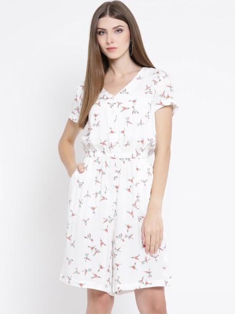 

Oxolloxo White Printed Playsuit