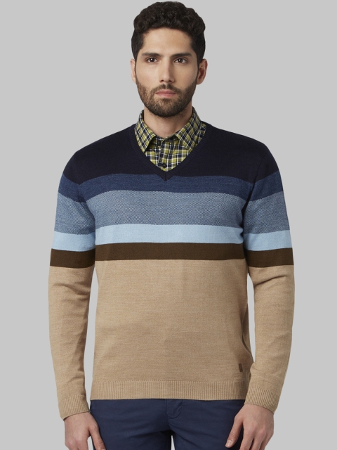 

Park Avenue Men Multicoloured Striped Sweater, Multi