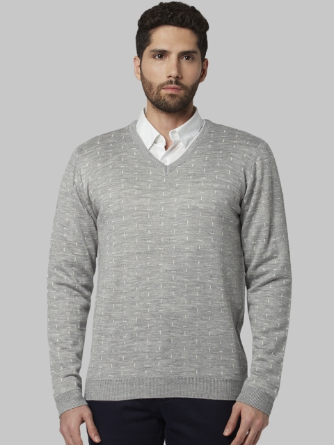 

Park Avenue Men Grey Printed Sweater