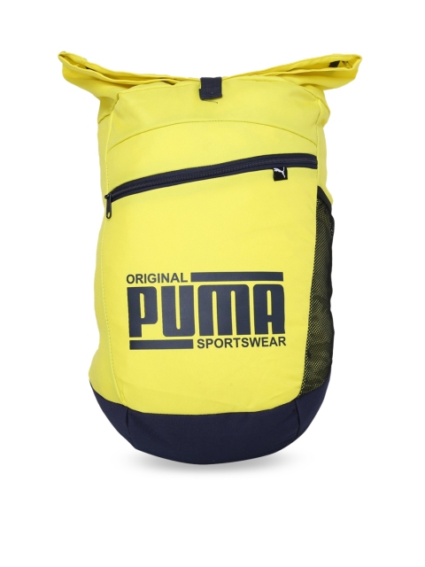 

Puma Unisex Yellow & Black Brand Logo Backpack