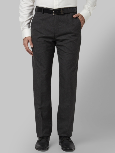 

Park Avenue Men Grey Regular Fit Self Design Formal Trousers