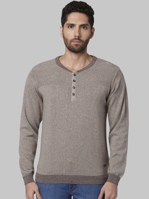

Park Avenue Men Brown Striped Sweater