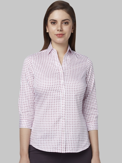 

Park Avenue Woman Maroon & White Regular Fit Printed Casual Shirt