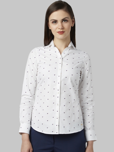 

Park Avenue Women White Regular Fit Printed Casual Shirt