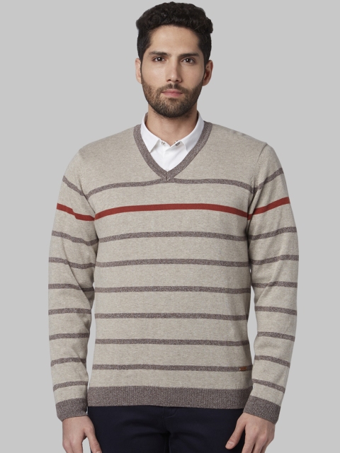 

Park Avenue Men Beige Striped Sweater