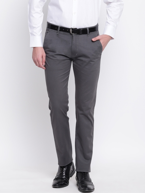 

Hancock Men Grey Slim Fit Solid Regular Trousers