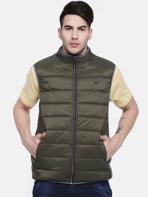 

t-base Men Olive Green Solid Lightweight Jacket