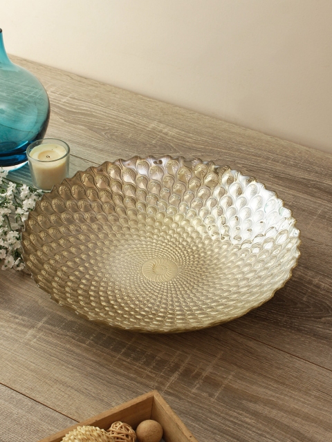 

Living Essence Gold-Toned Decorative Pearl Finish Glass Platter