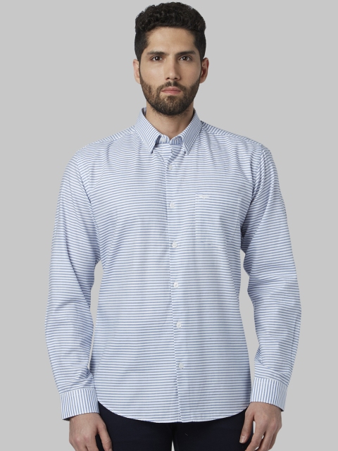 

Park Avenue Men Blue & White Slim Fit Striped Casual Shirt