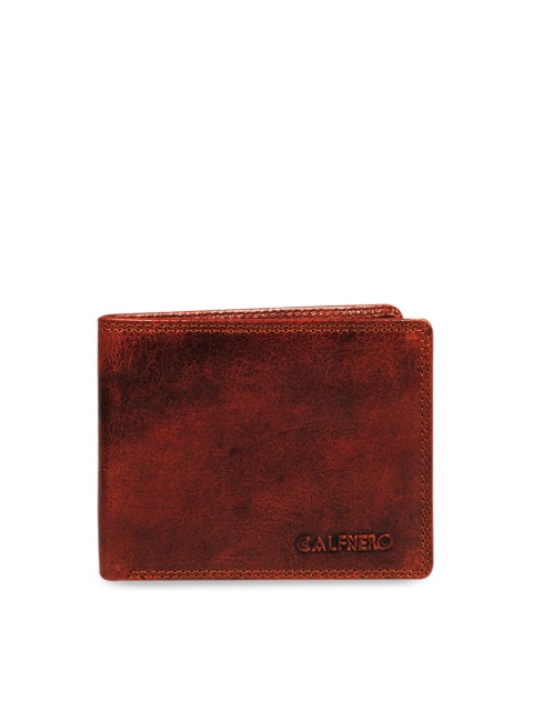 

CALFNERO Men Brown Solid Genuine Leather Two Fold Wallet