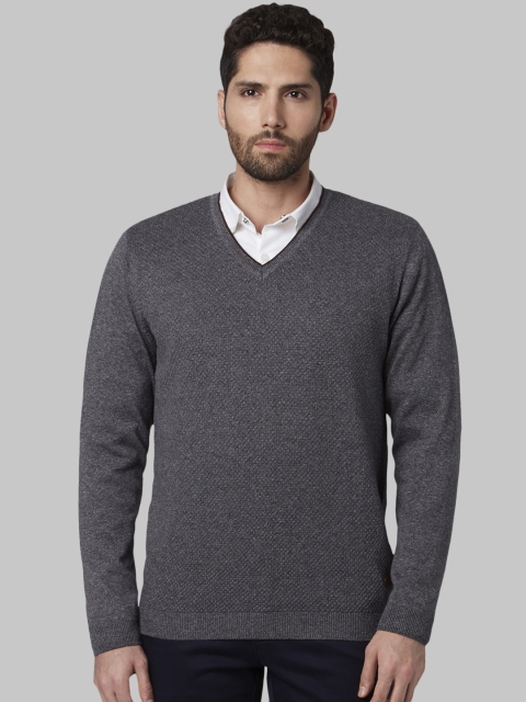 

Park Avenue Men Grey Solid Sweater