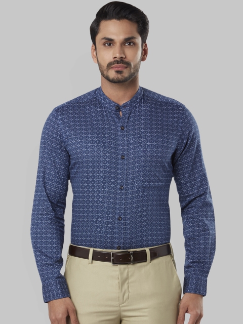 

Raymond Men Blue Regular Fit Printed Casual Shirt