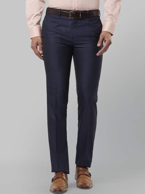 

Raymond Men Blue Slim Fit Self Design Formal Trousers