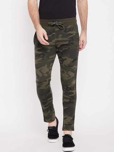 

PUNK Men Olive Green Camouflage Slim Fit Track Pants