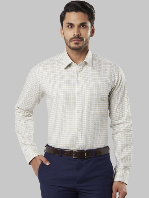

Raymond Men Beige & White Regular Fit Checked Formal Shirt