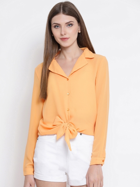 

Oxolloxo Women Peach-Coloured Regular Fit Solid Casual Shirt