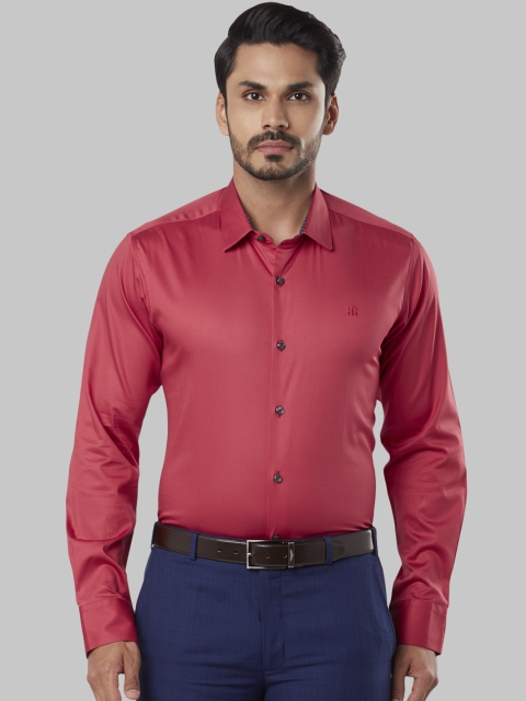 

Raymond Men Coral Red Slim Fit Solid Party Shirt