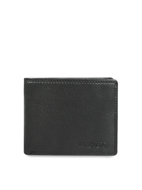 CALFNERO Men Black Solid Genuine Leather Two Fold Wallet